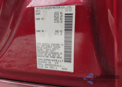 2013 Nissan Altima 2.5 S from USA, damaged, VIN 1N4AL3AP9DN489117